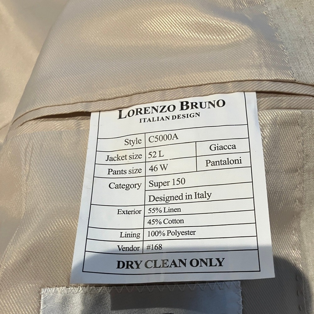 Lorenzo Bruno Mens 52L Linen Cotton Blazer Beige Italian Design C5000A Jacket - Picture 6 of 14